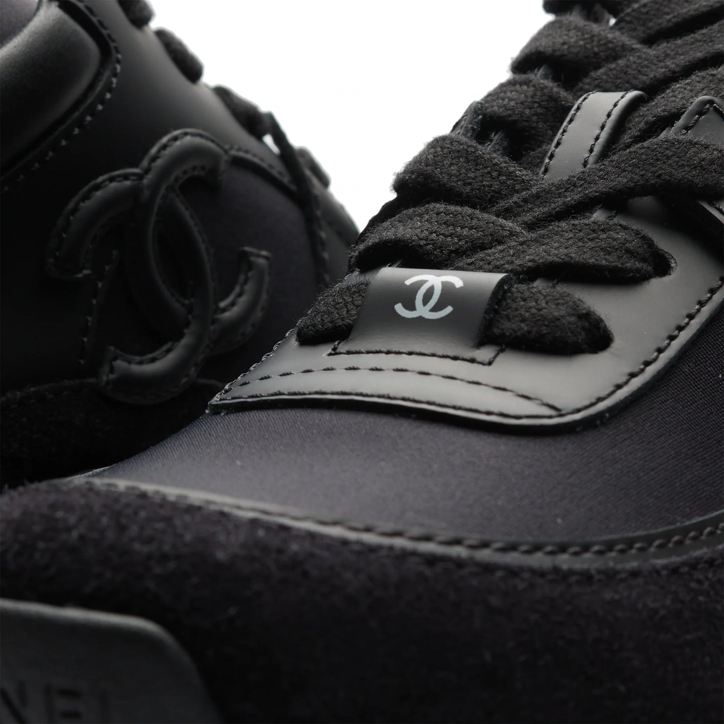 Chanel CC Logo Suede Triple Black Sneaker