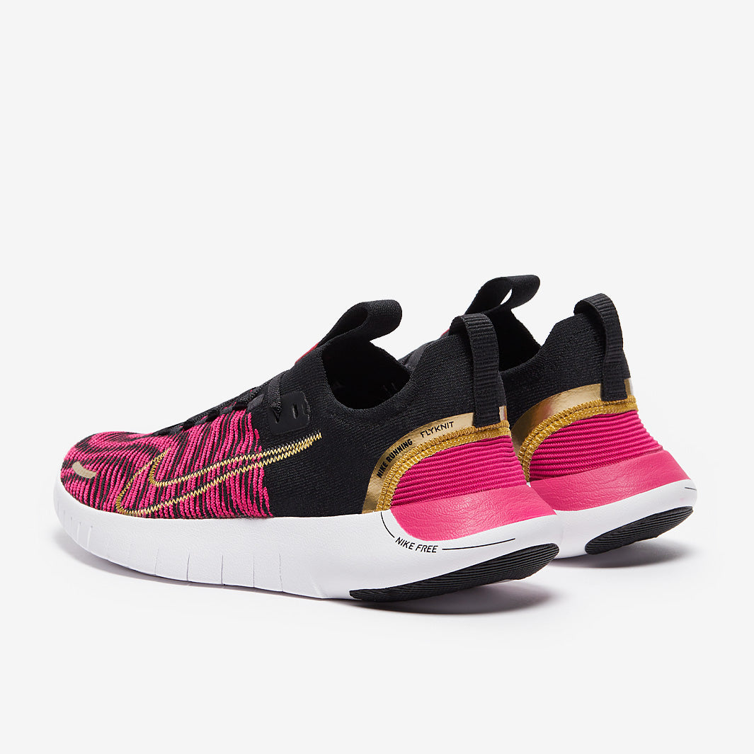 Nike Womens Free Run Next Nature Flyknit - Black/Metallic Gold