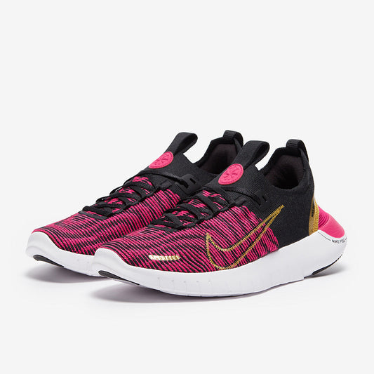 Nike Womens Free Run Next Nature Flyknit - Black/Metallic Gold