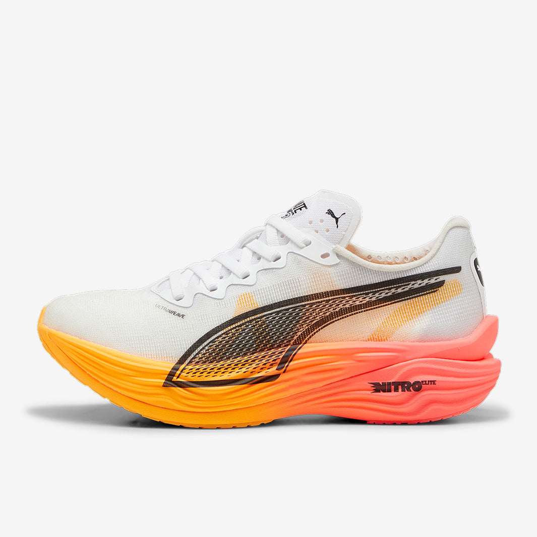 Puma Womens Deviate Nitro Elite 3 FGL - Puma White-Sunset Glow