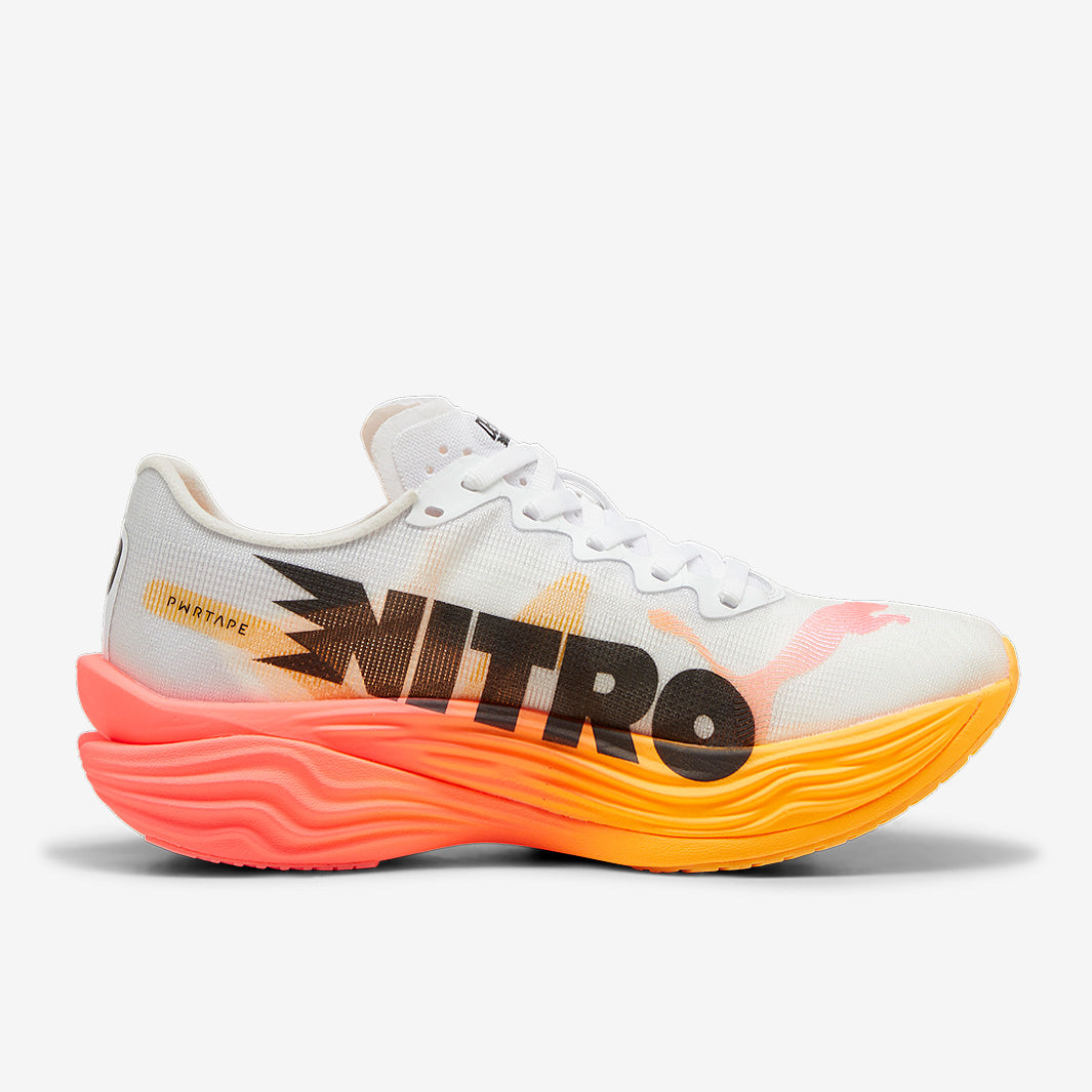 Puma Womens Deviate Nitro Elite 3 FGL - Puma White-Sunset Glow
