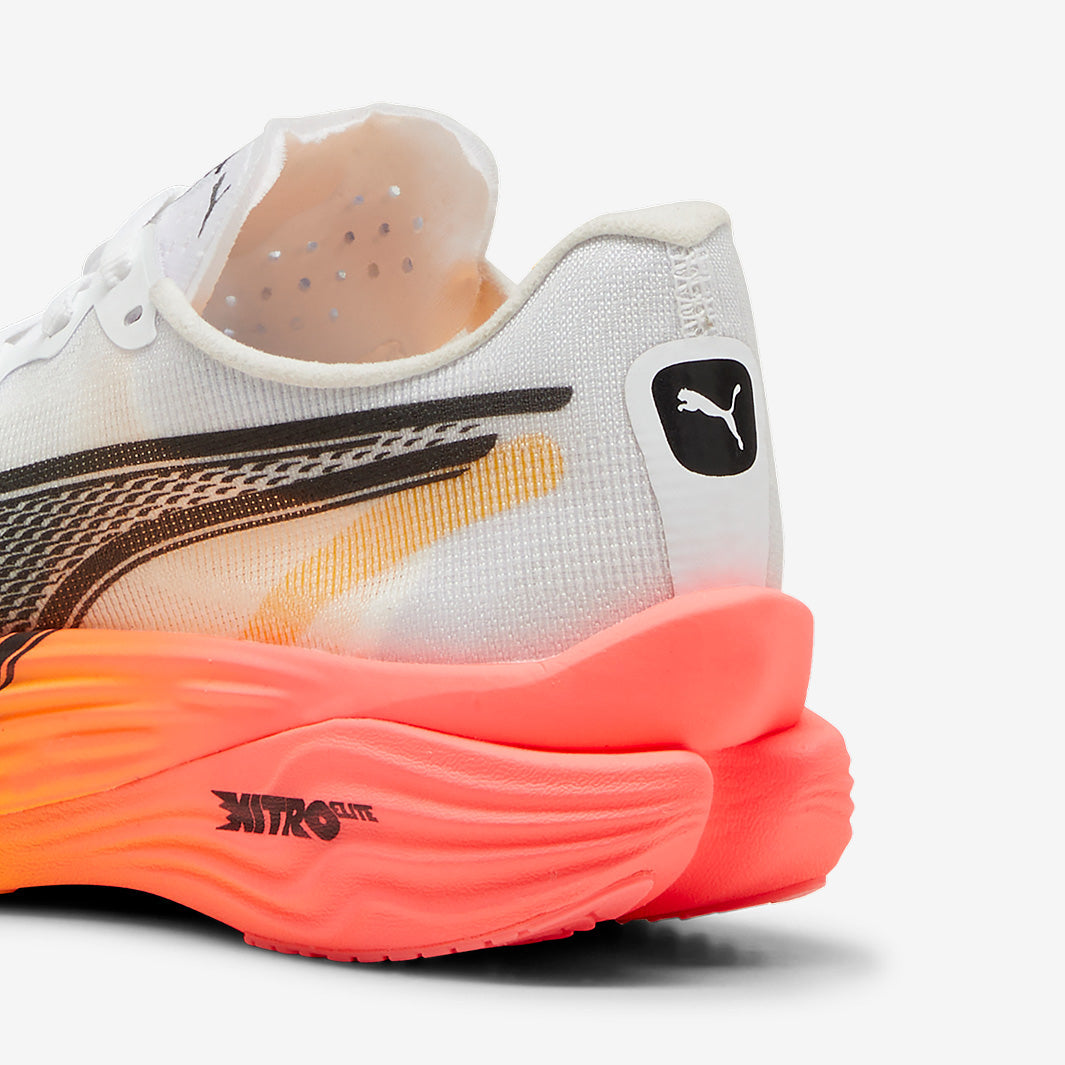 Puma Womens Deviate Nitro Elite 3 FGL - Puma White-Sunset Glow