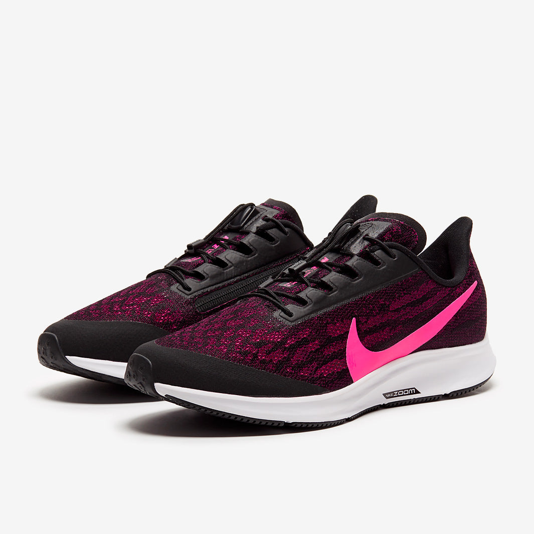 Nike Womens Zoom Pegasus 36 Flyease - Black/Pink Blast-True Berry