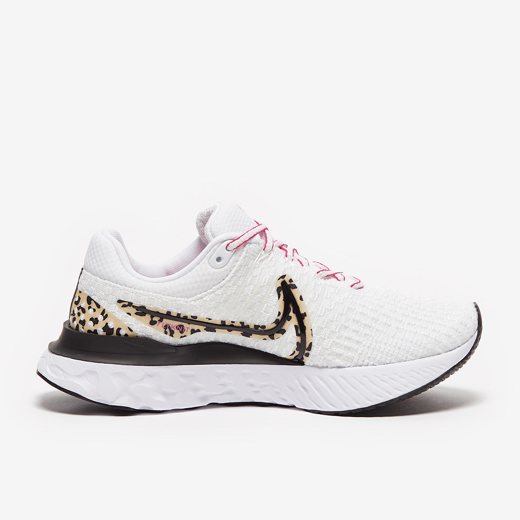 Nike Womens React Infinity Flyknit 3 - White/Black-Wheat Grass