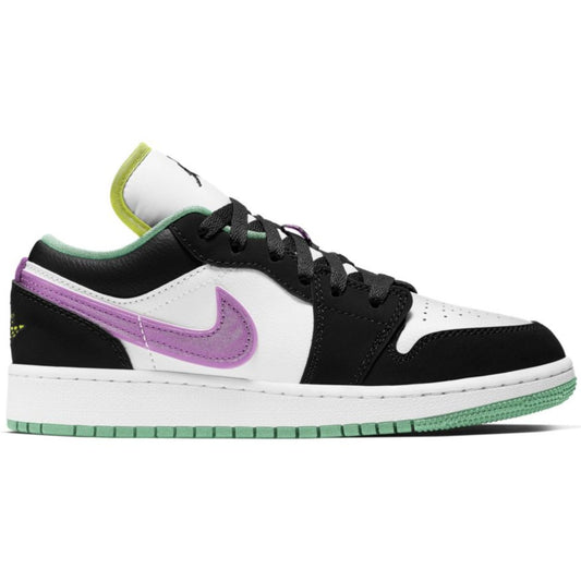 Big Kids' Air Jordan 1 Low "Green Glow Violet Shock"