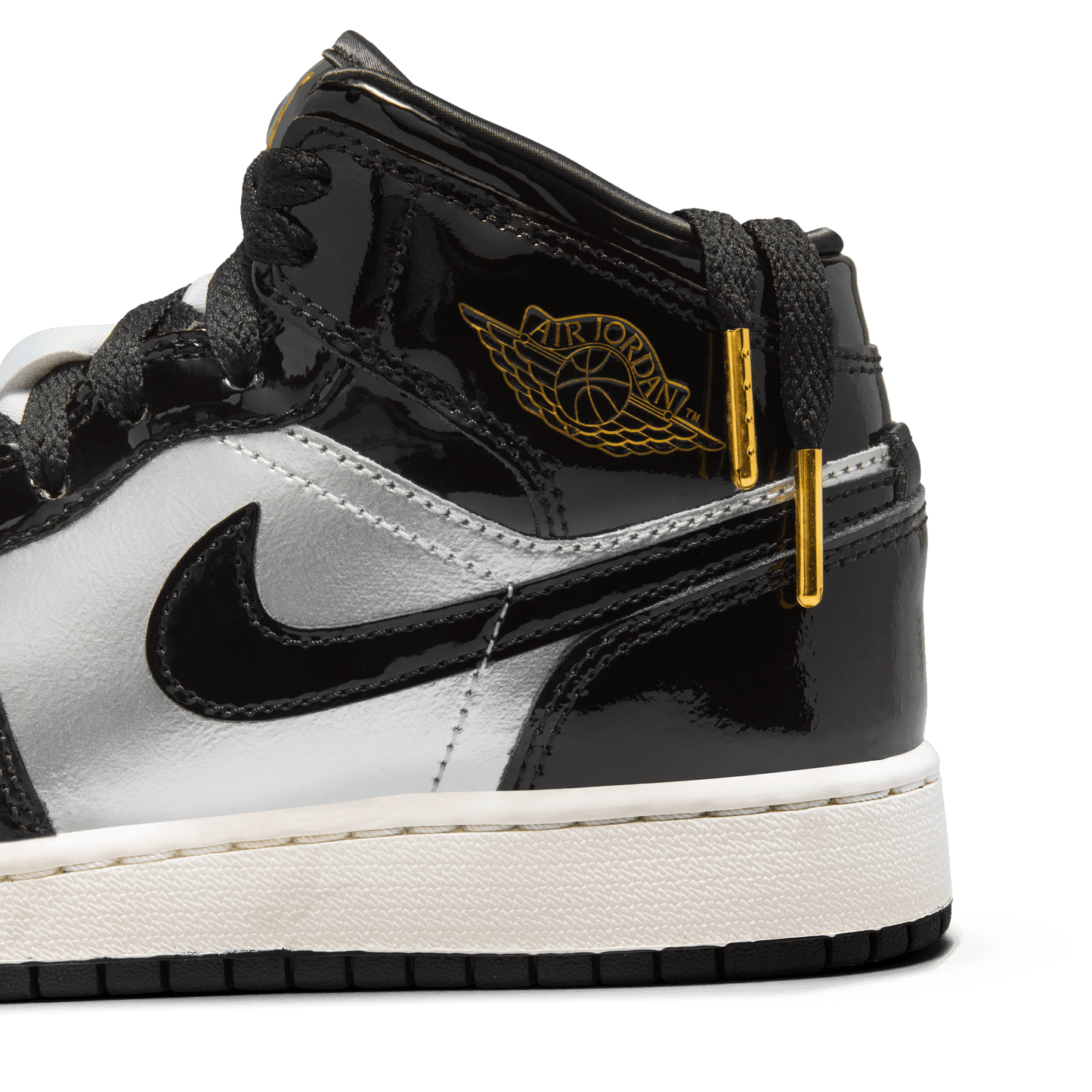 Big Kids' Air Jordan 1 Mid SE "Black Metallic Silver"