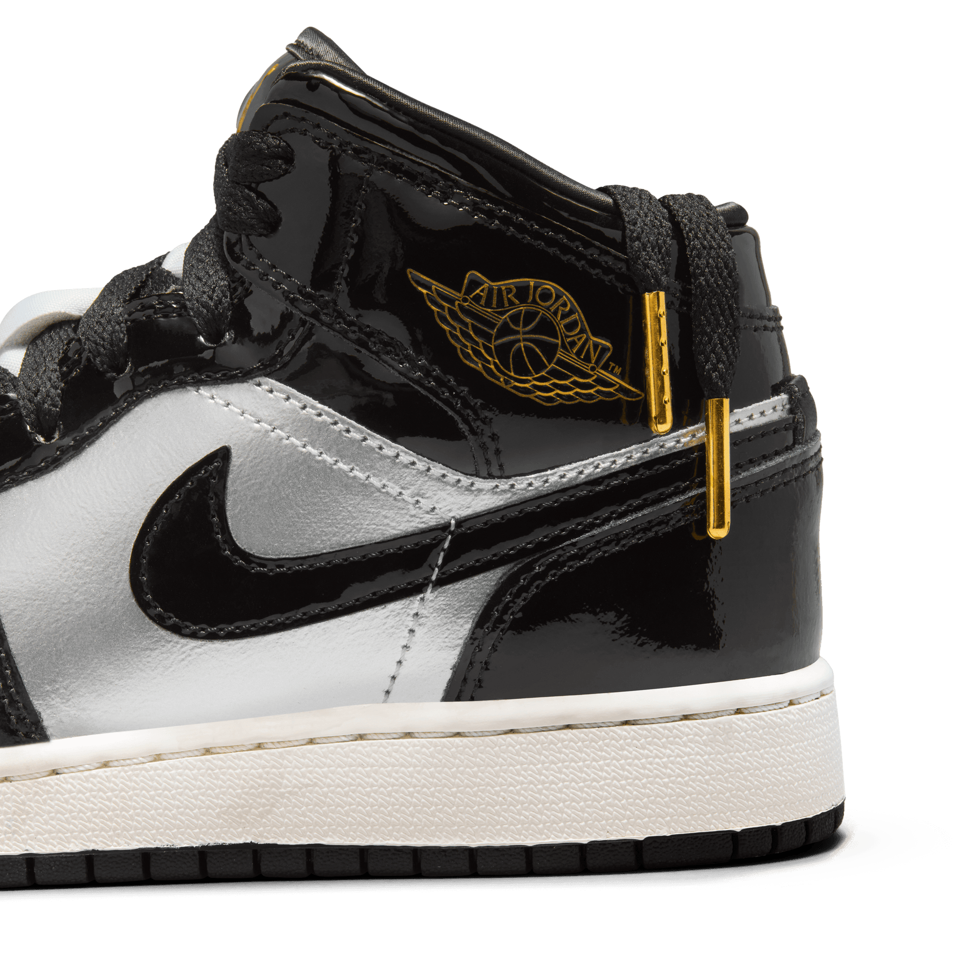 Big Kids' Air Jordan 1 Mid SE "Black Metallic Silver"