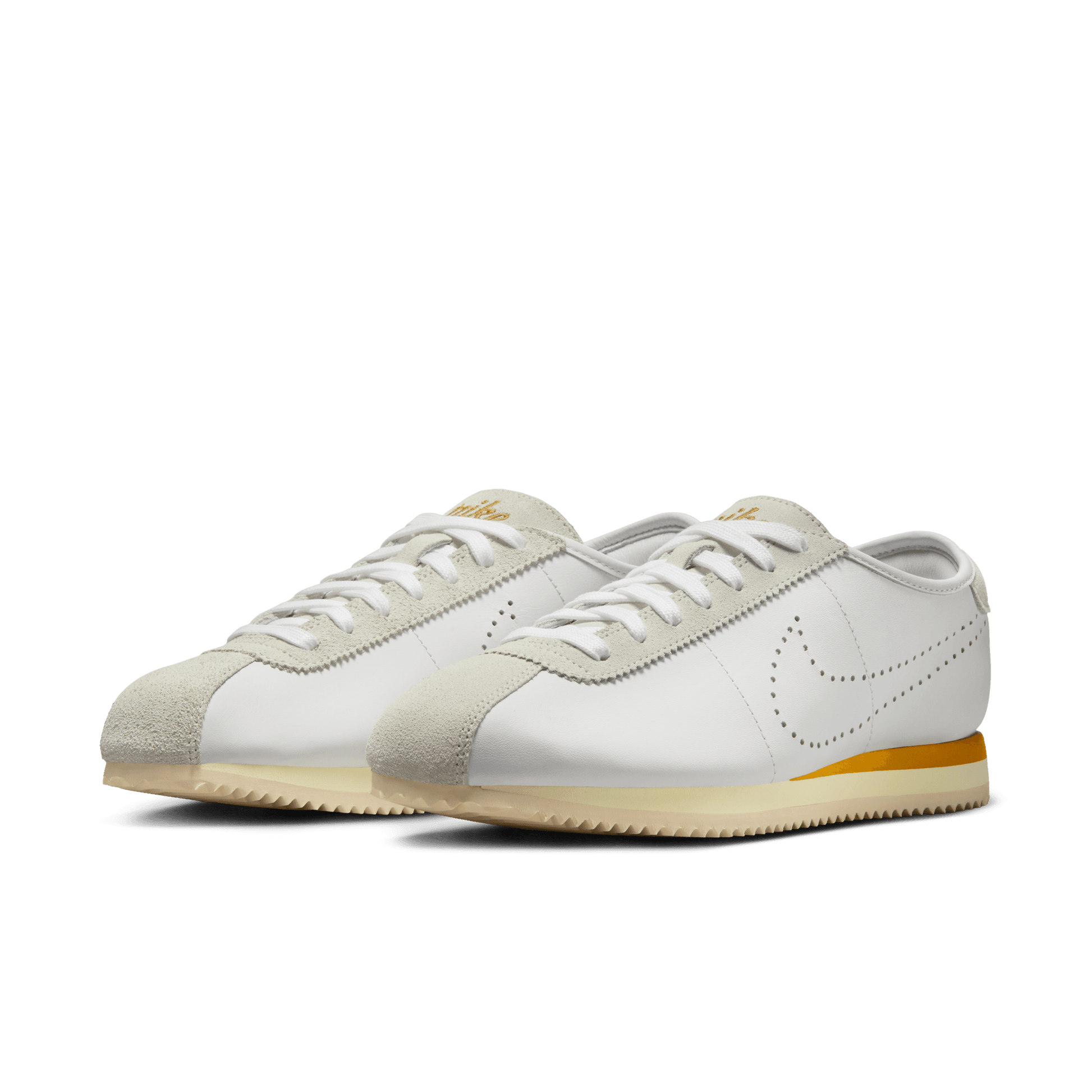 Women's Nike Cortez Leather "White Bronze Perforated Swoosh"