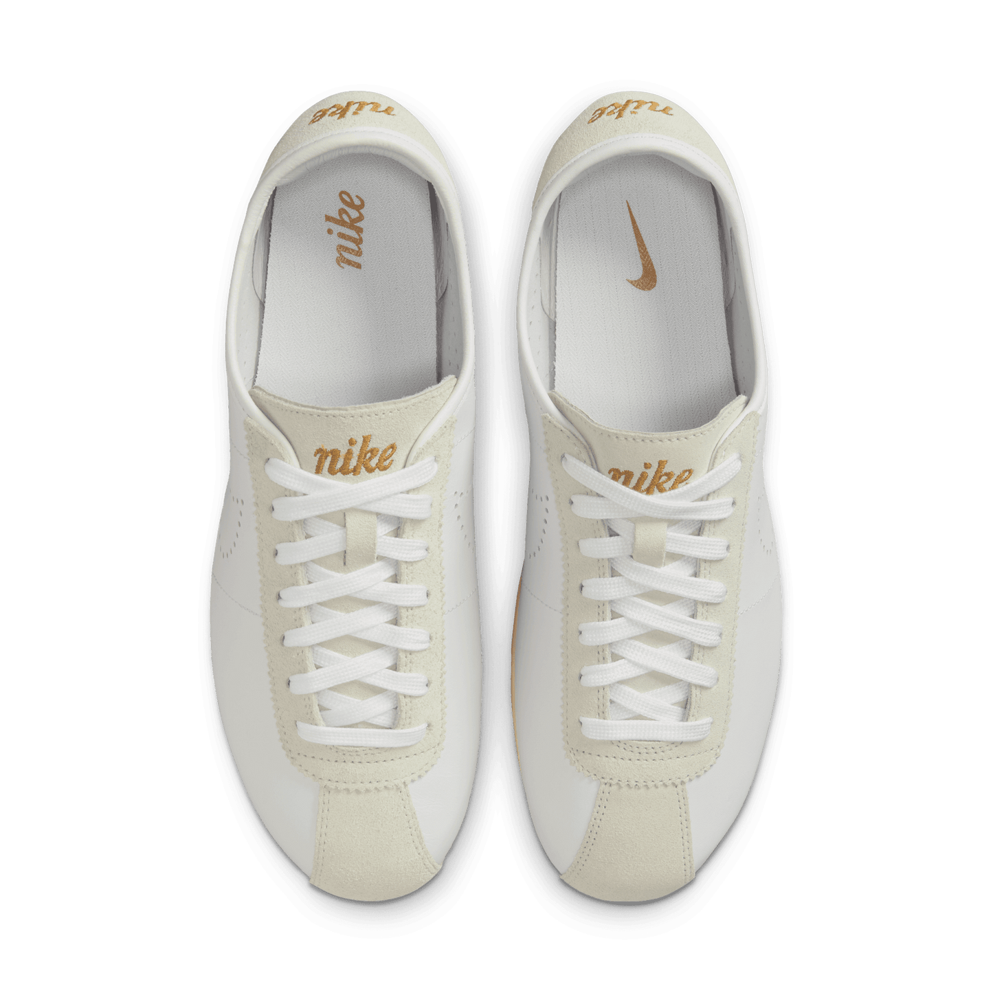 Women's Nike Cortez Leather "White Bronze Perforated Swoosh"
