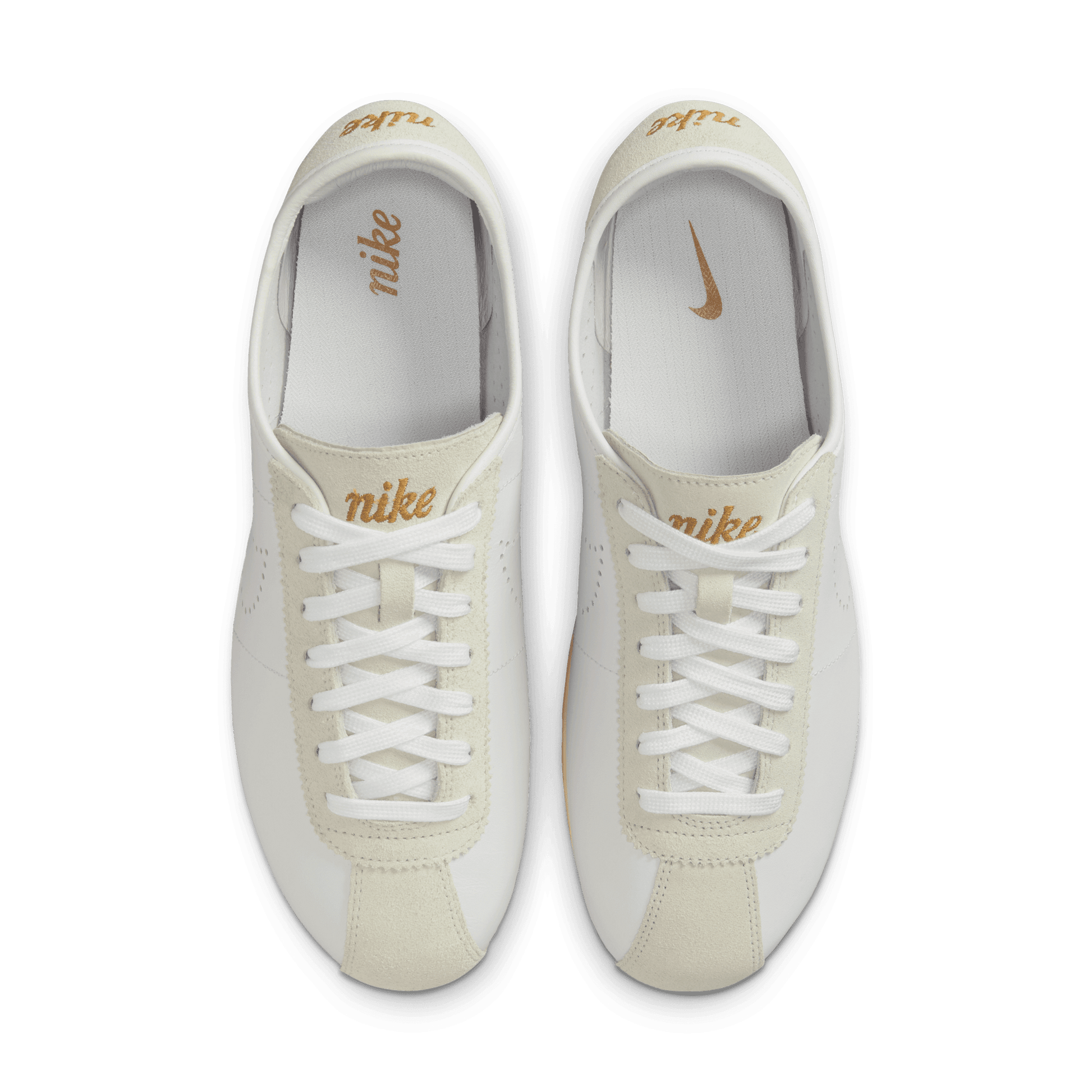 Women's Nike Cortez Leather "White Bronze Perforated Swoosh"