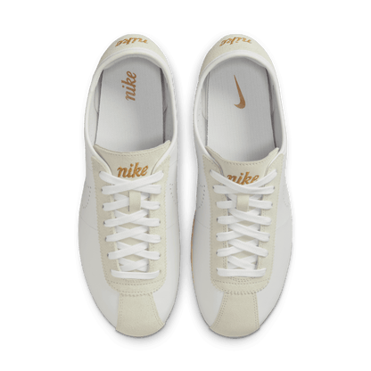 Women's Nike Cortez Leather "White Bronze Perforated Swoosh"
