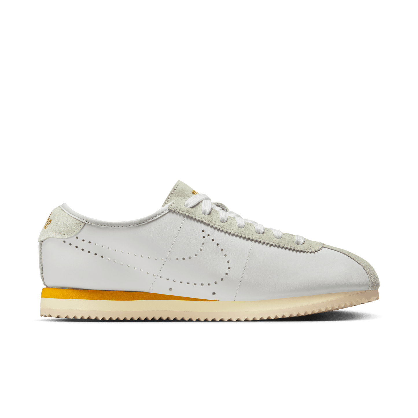 Women's Nike Cortez Leather "White Bronze Perforated Swoosh"