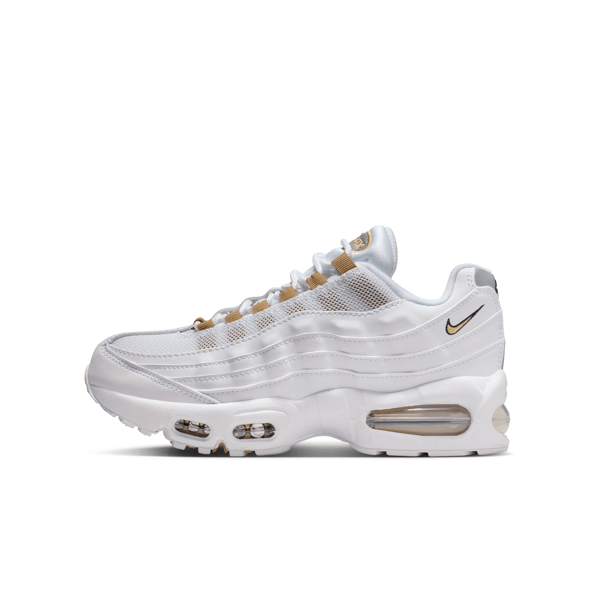 Big Kids' Nike Air Max 95 "White Metallic Gold"