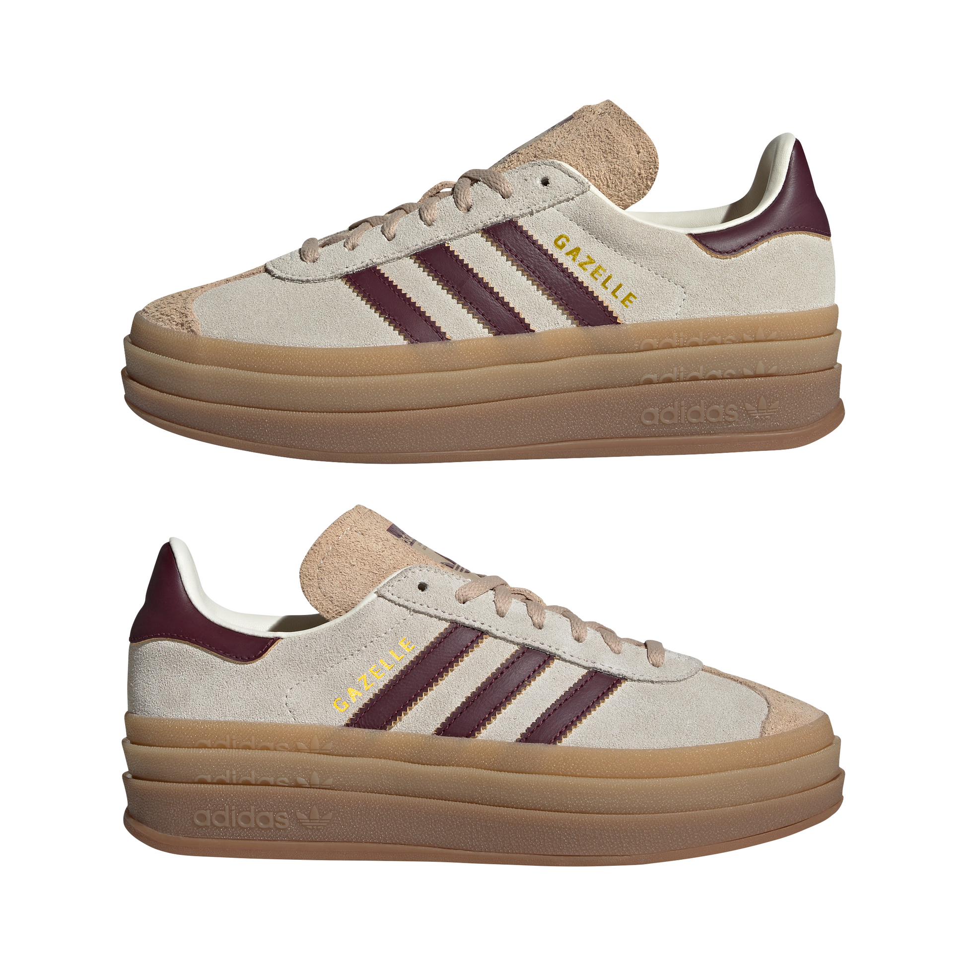 Women's Adidas Gazelle Bold W "Cream White Maroon"
