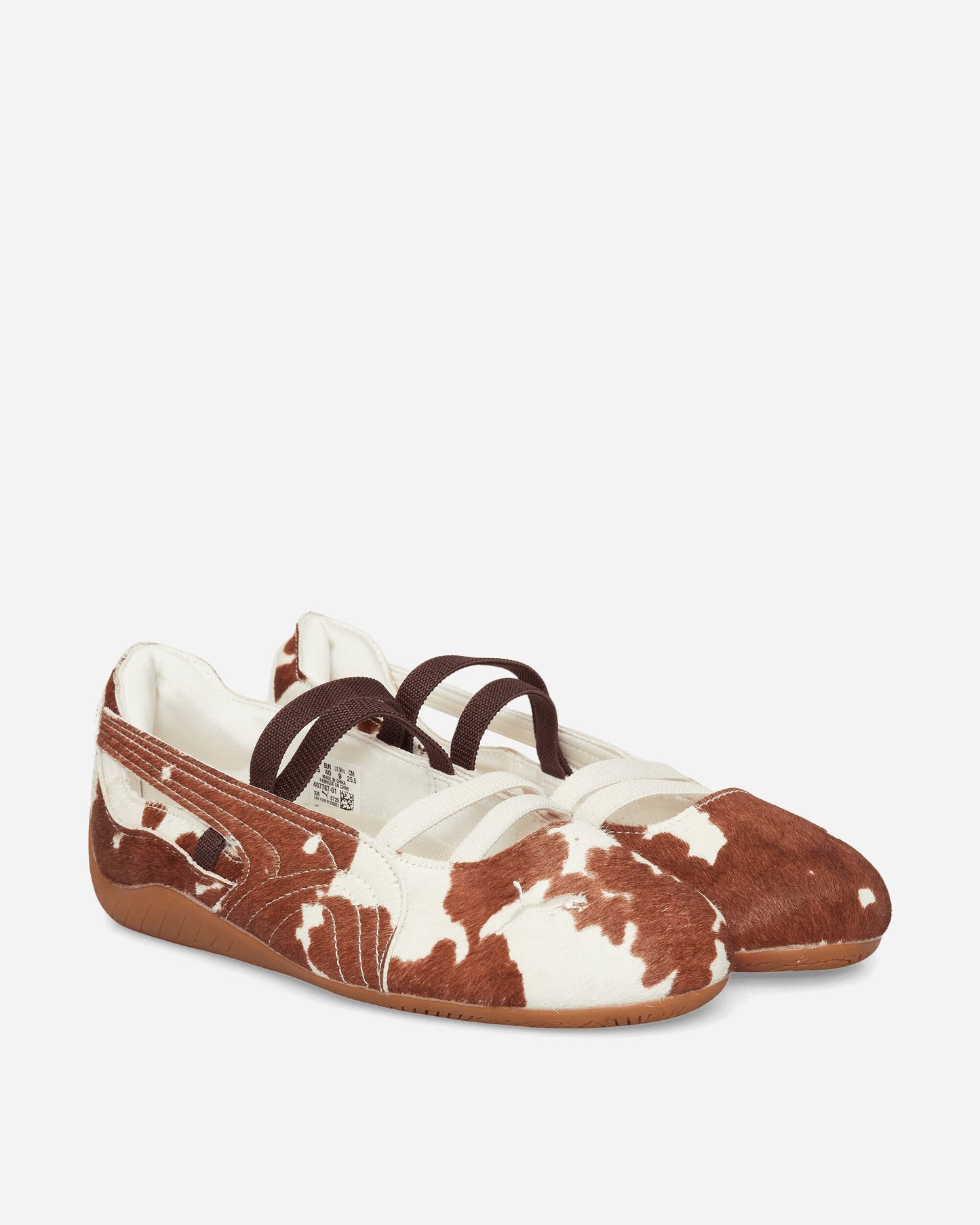 Women's Speedcat Ballet Cow Print Shoes Chocolate Brown / Warm White