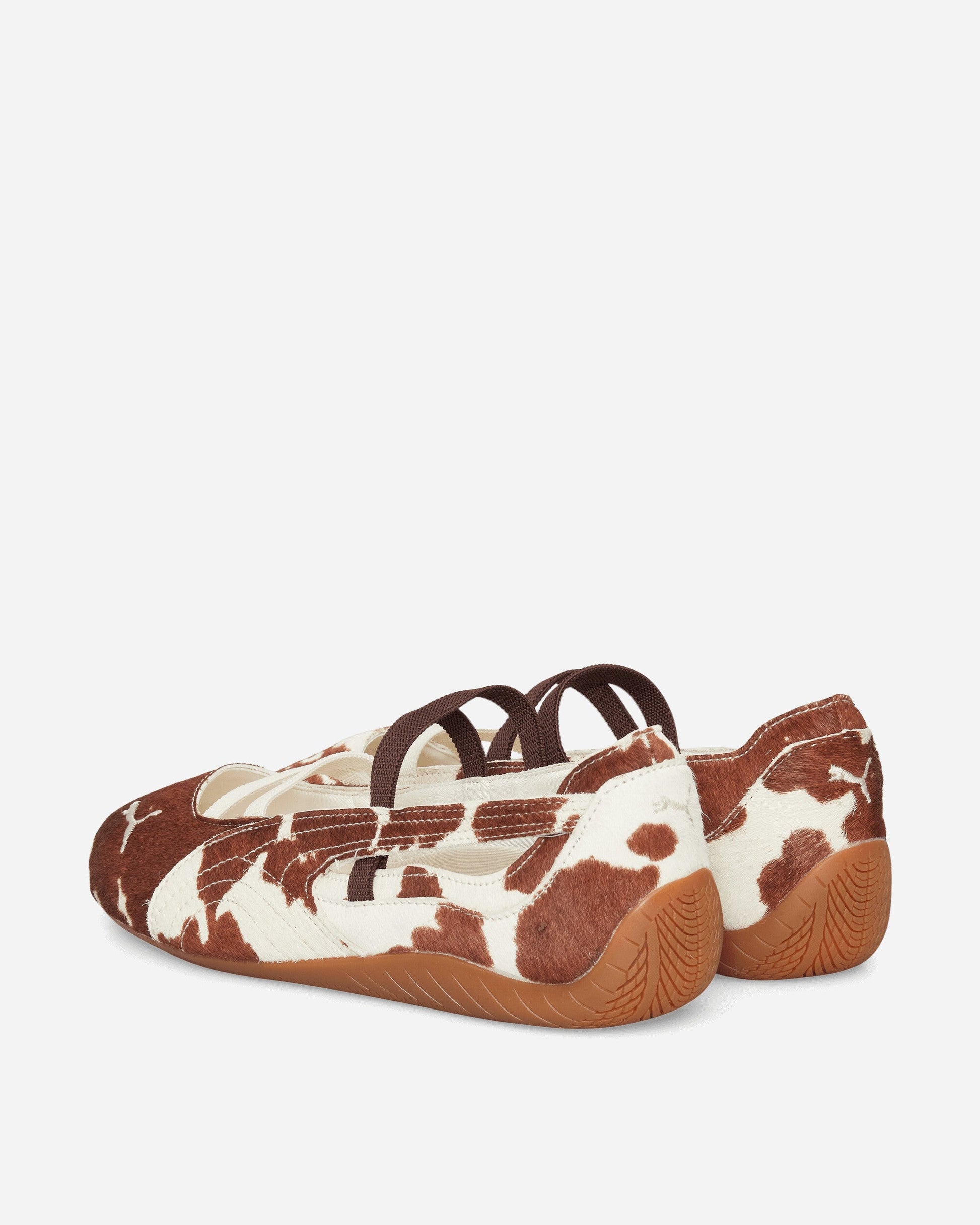 Women's Speedcat Ballet Cow Print Shoes Chocolate Brown / Warm White