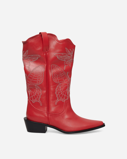 Women's Leather Western Boots Red