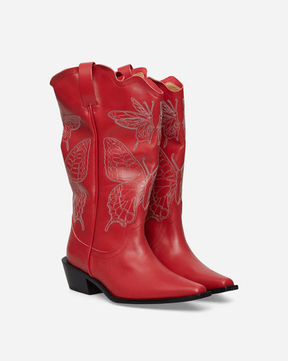 Women's Leather Western Boots Red