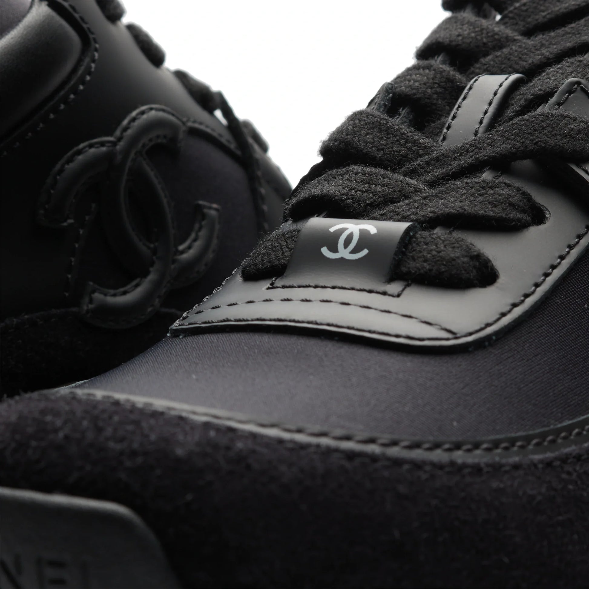 Chanel CC Logo Suede Triple Black Sneaker