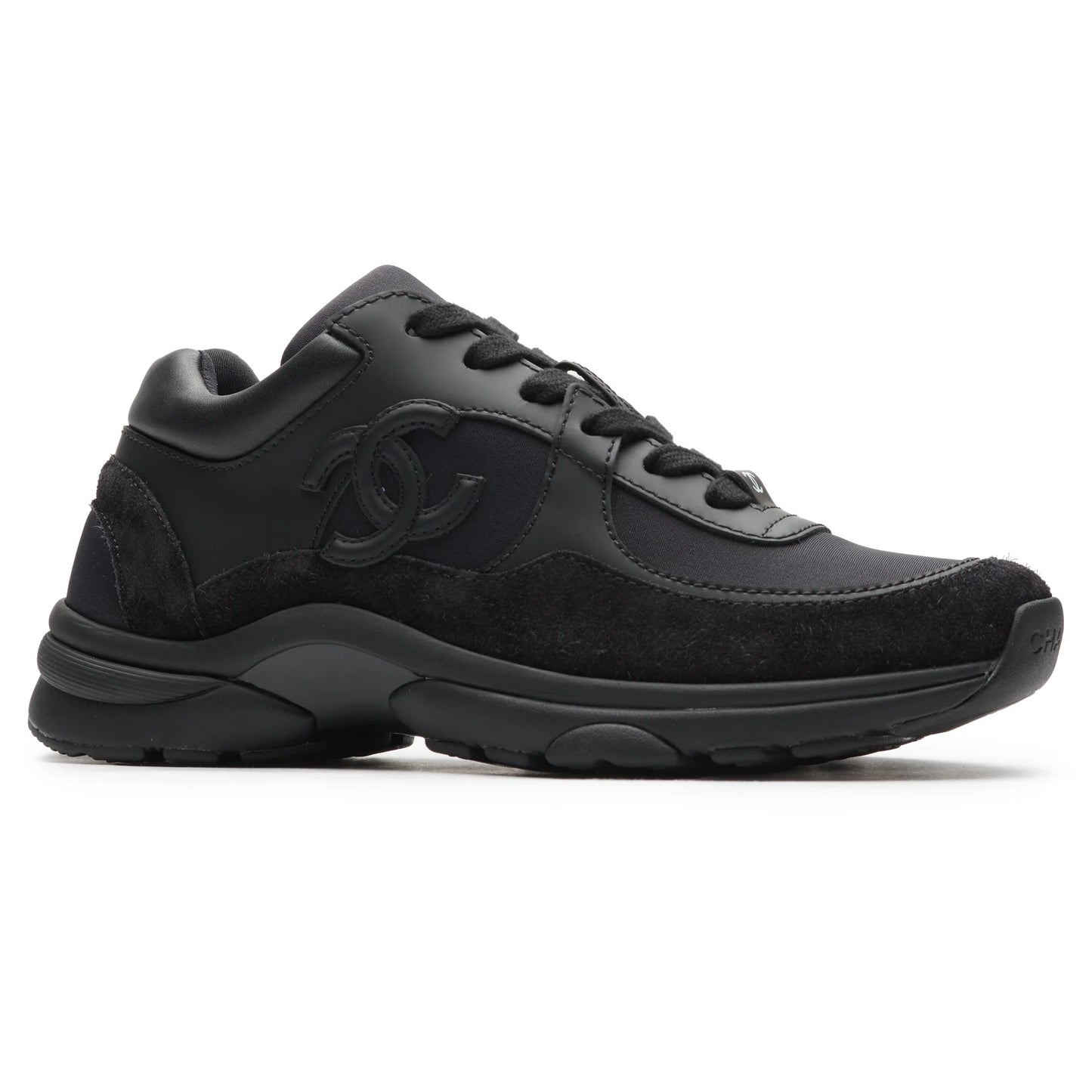 Chanel CC Logo Suede Triple Black Sneaker