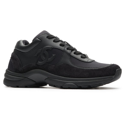 Chanel CC Logo Suede Triple Black Sneaker