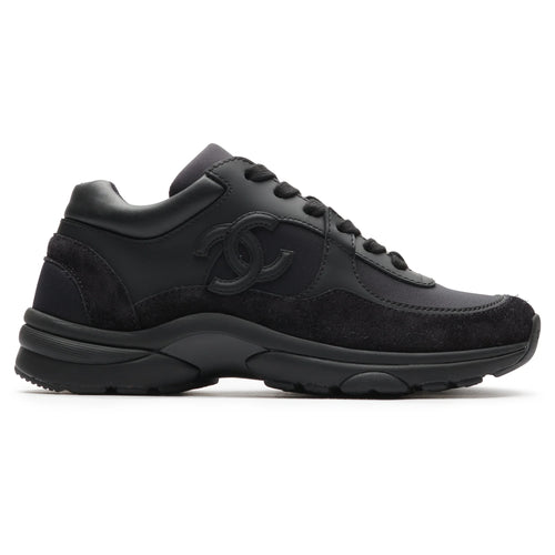Chanel CC Logo Suede Triple Black Sneaker