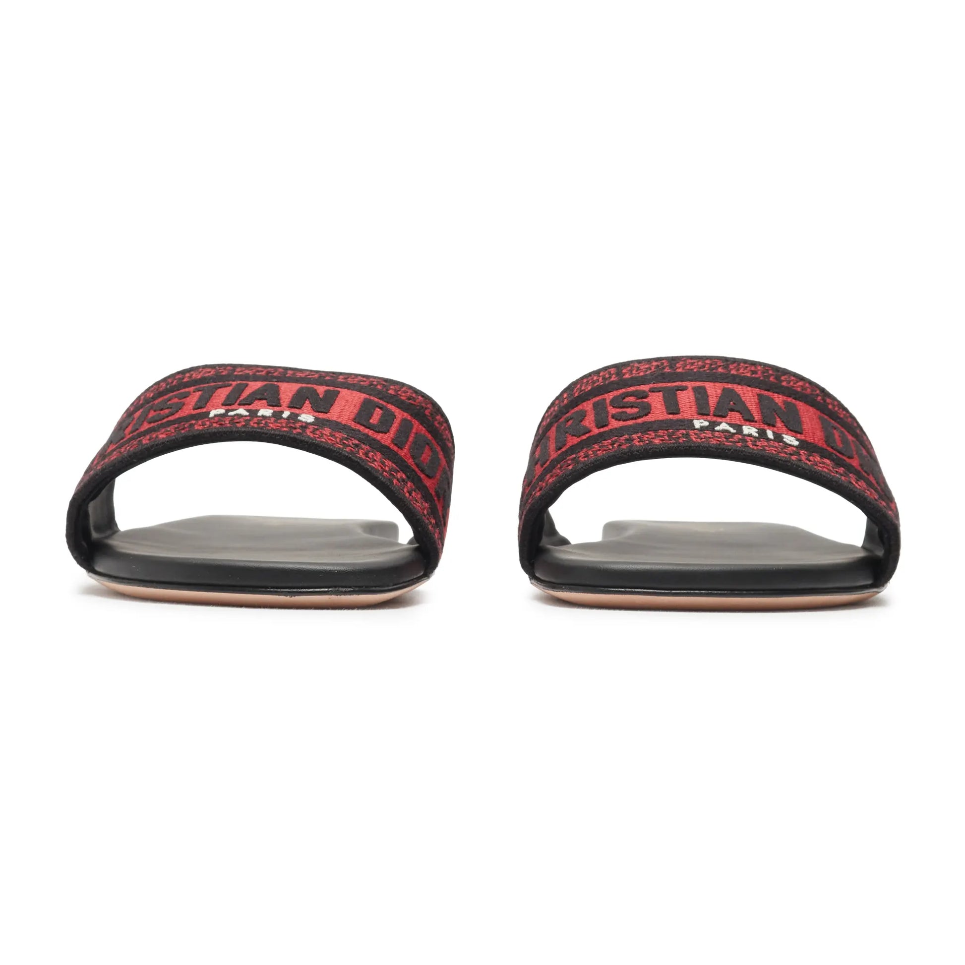Dior Dway Embroidered Cotton Red Black Slides