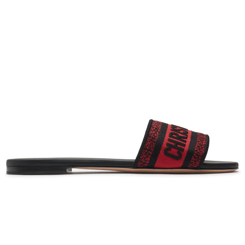 Dior Dway Embroidered Cotton Red Black Slides