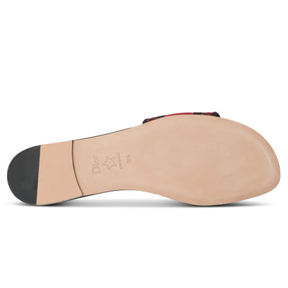 Dior Dway Embroidered Cotton Red Black Slides