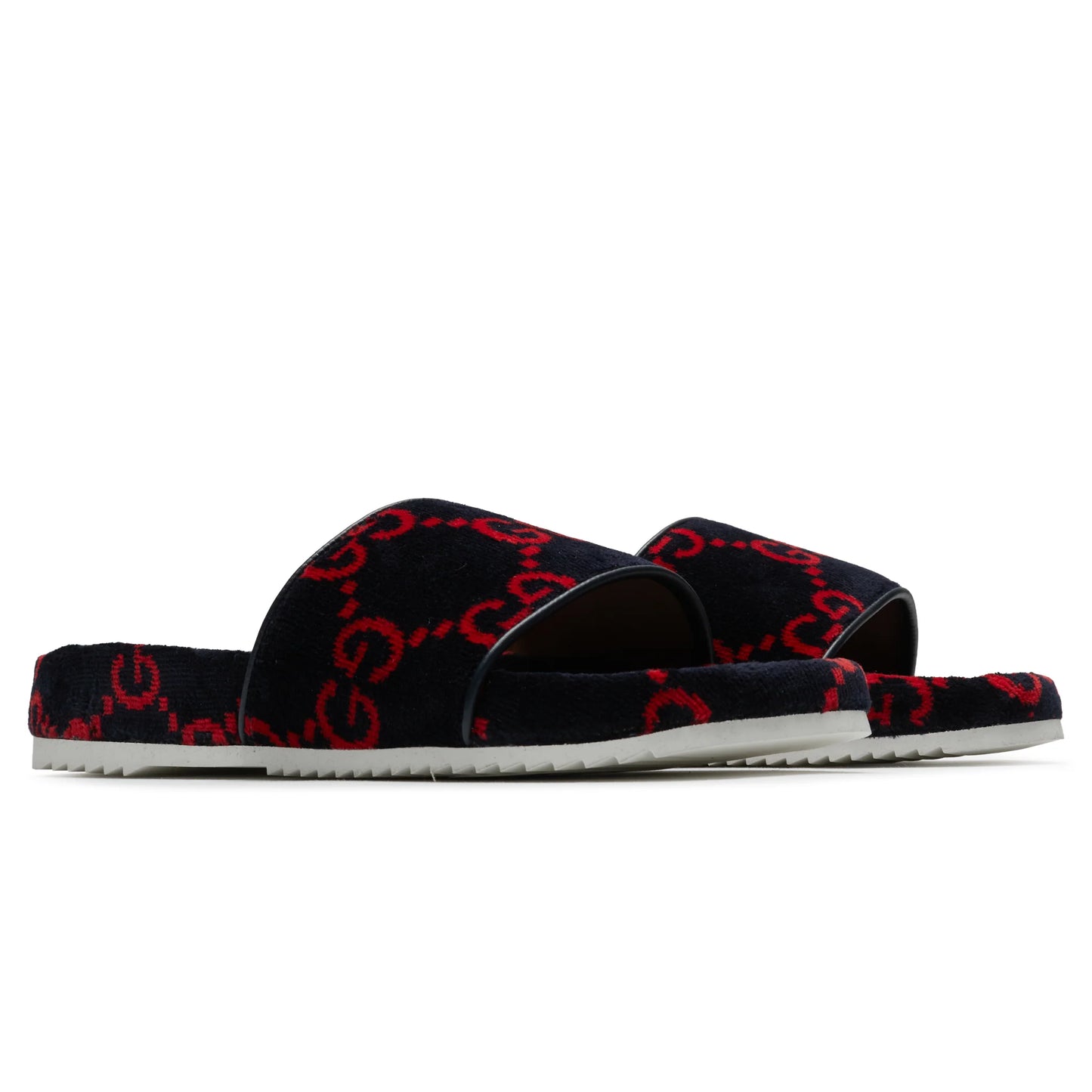 Gucci GG Red Velvet Flat Slides