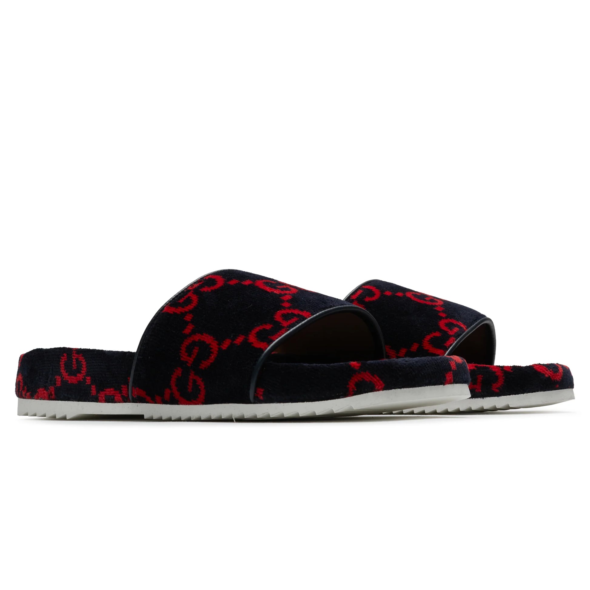 Gucci GG Red Velvet Flat Slides