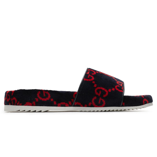 Gucci GG Red Velvet Flat Slides