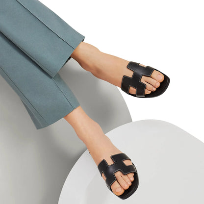 Hermès Paris Oran Black Sandal