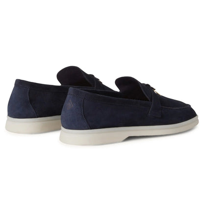 Loro Piana Summer Charms Suede Argo Blue Melange Loafers