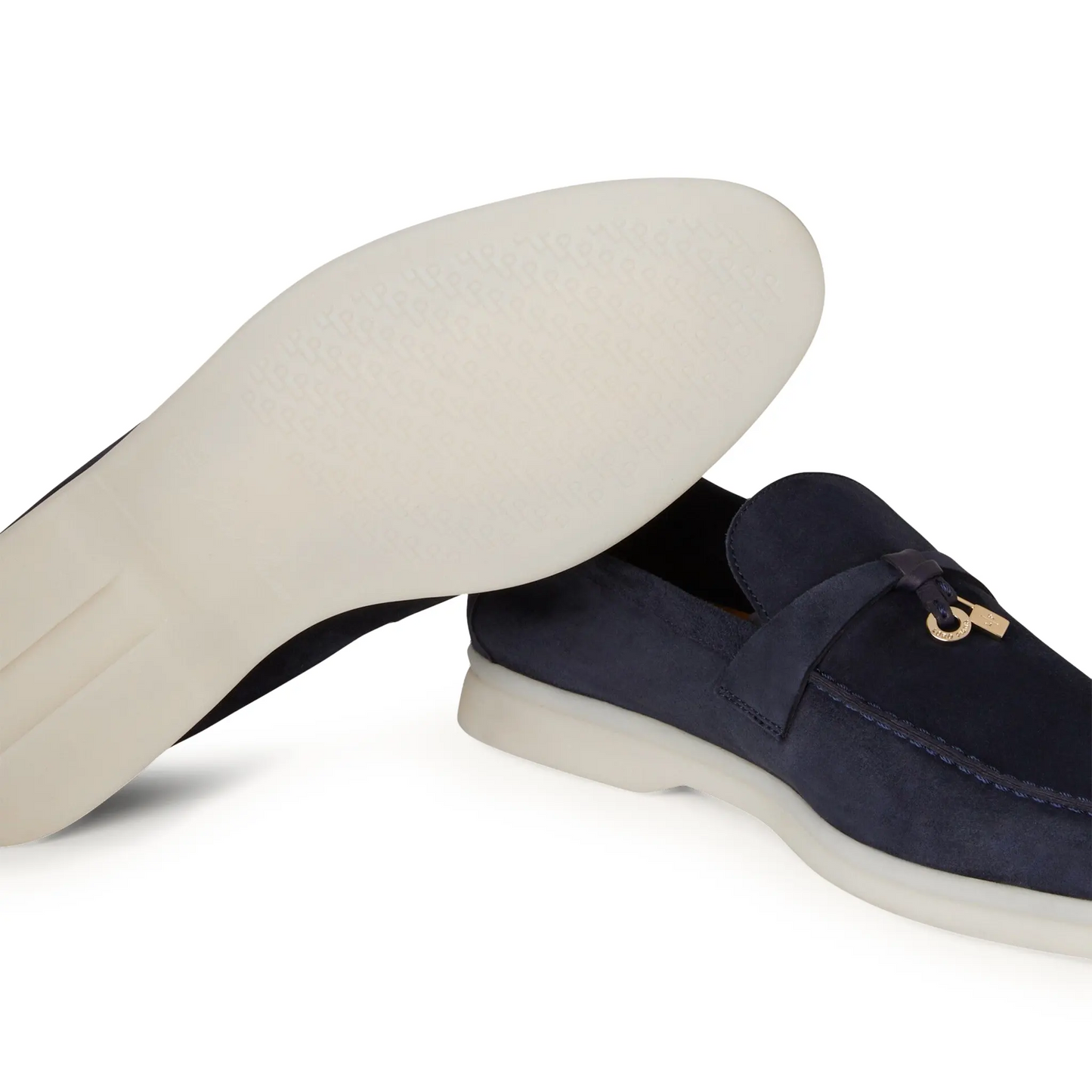 Loro Piana Summer Charms Suede Argo Blue Melange Loafers