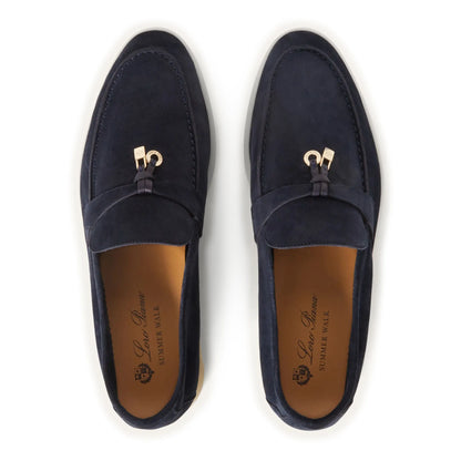 Loro Piana Summer Charms Suede Argo Blue Melange Loafers
