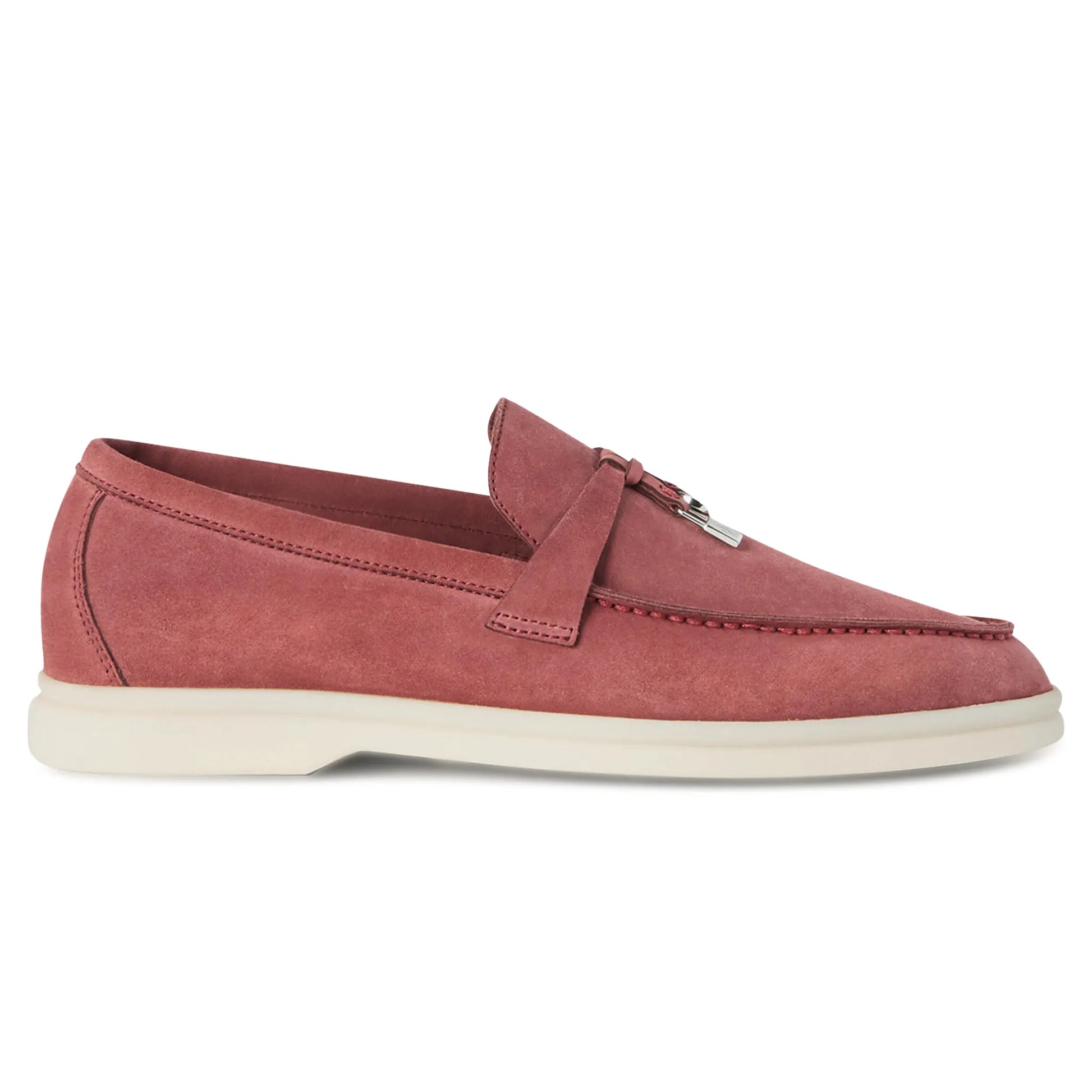 Loro Piana Summer Charms Suede Red Orchid Loafers
