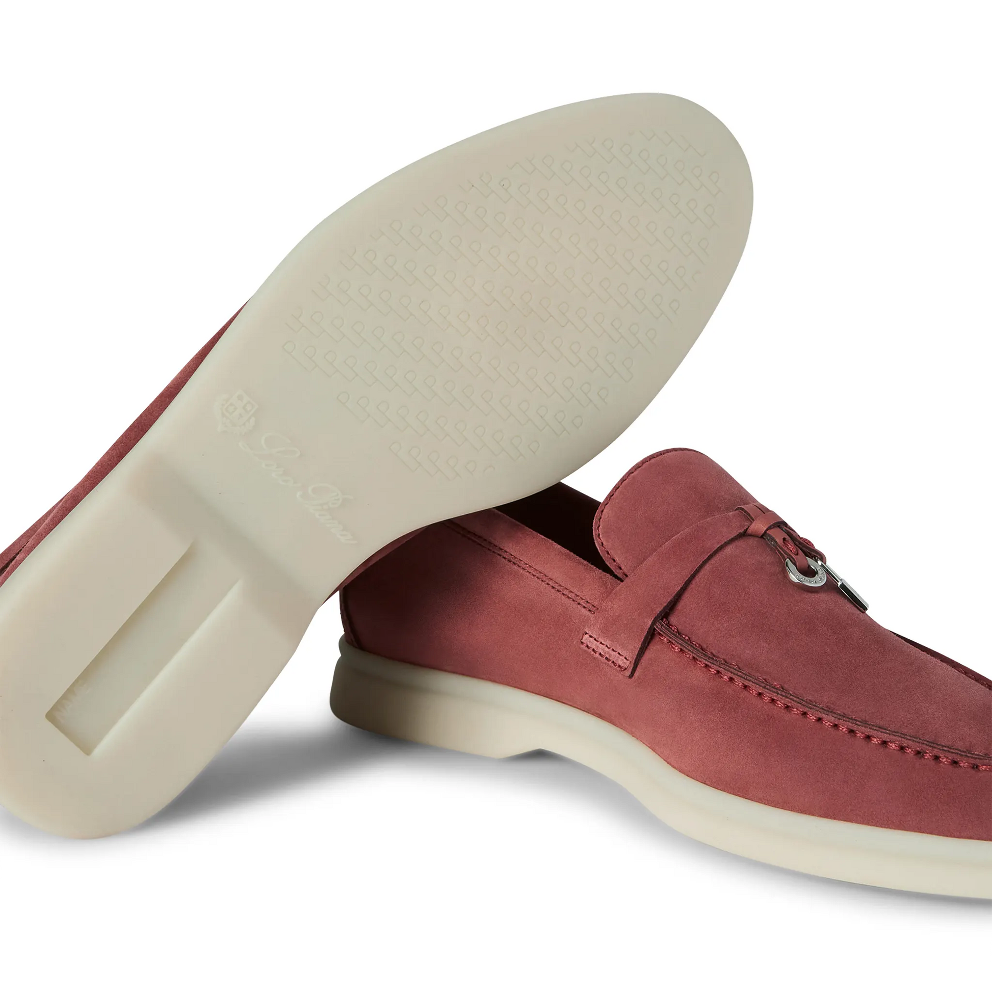 Loro Piana Summer Charms Suede Red Orchid Loafers
