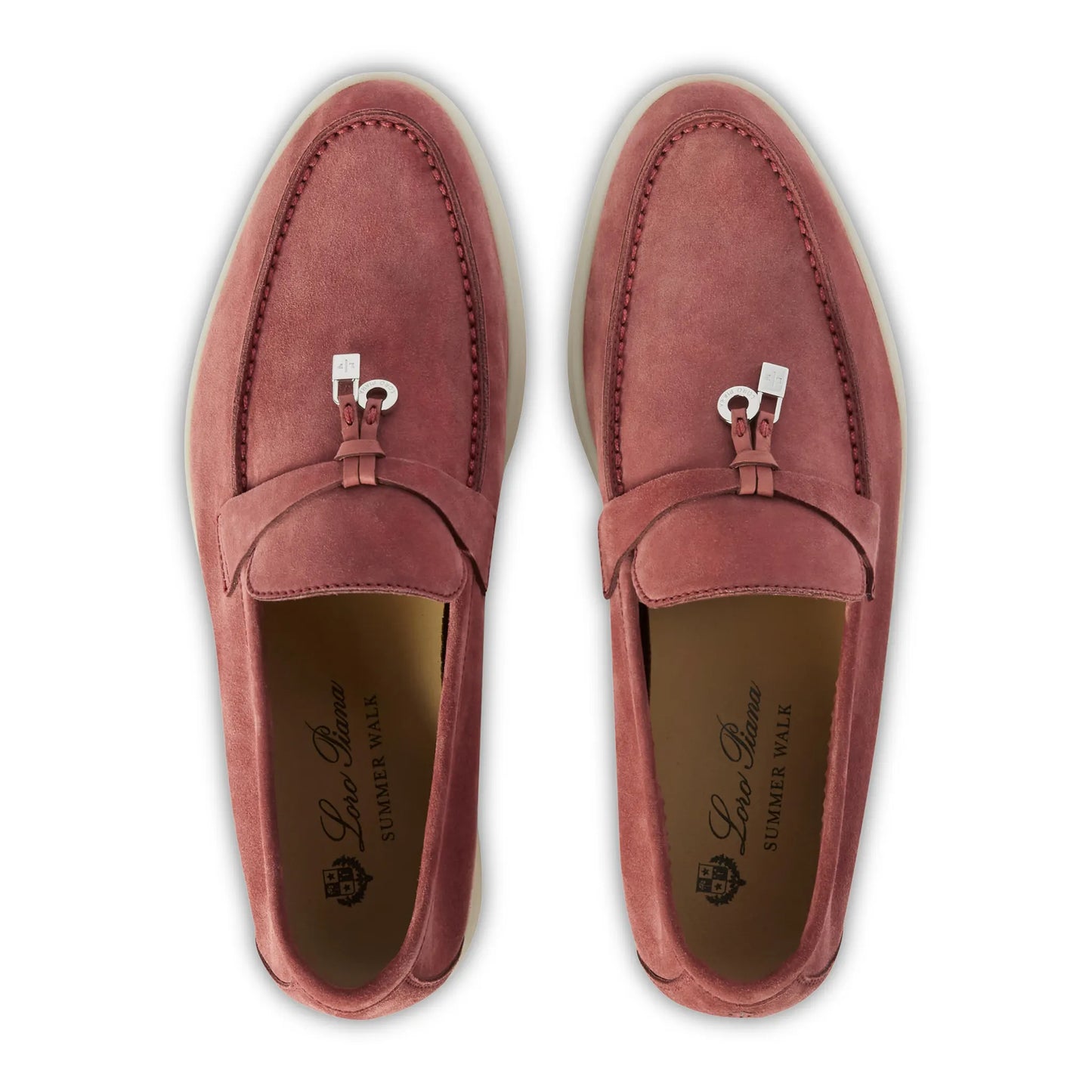 Loro Piana Summer Charms Suede Red Orchid Loafers