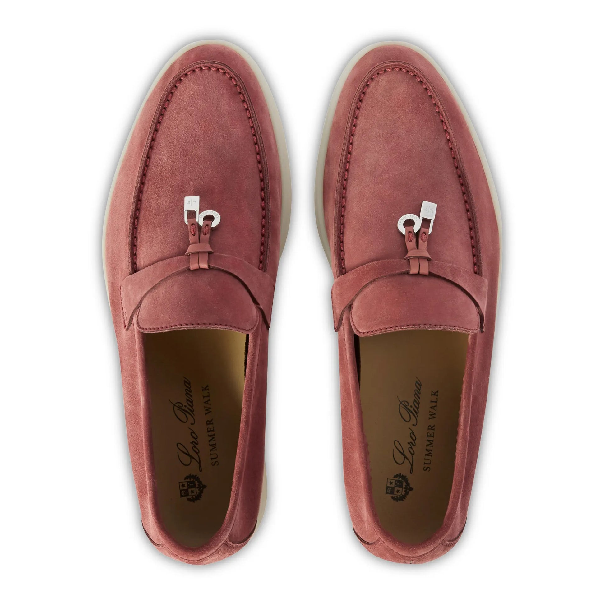 Loro Piana Summer Charms Suede Red Orchid Loafers