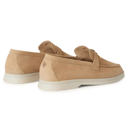 Loro Piana Summer Charms Suede Sandstone Loafers