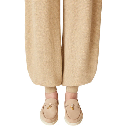Loro Piana Summer Charms Suede Sandstone Loafers