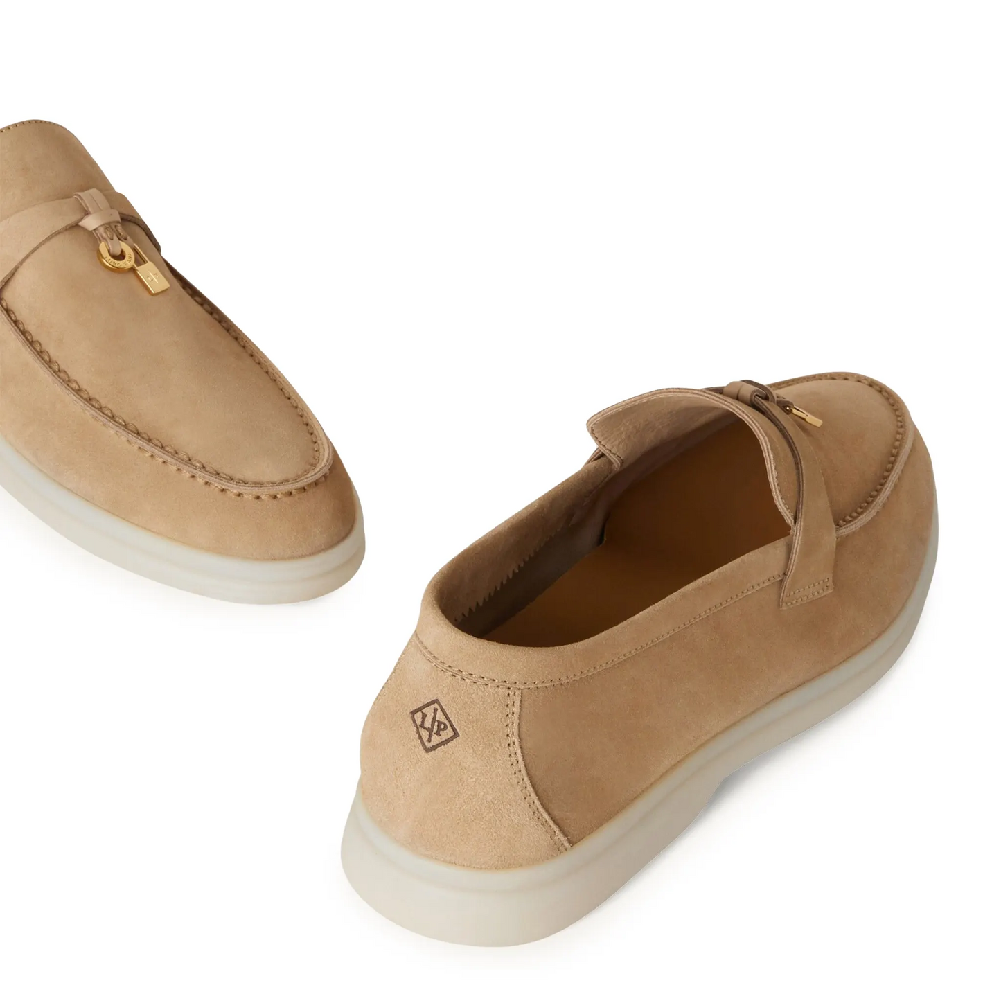 Loro Piana Summer Charms Suede Sandstone Loafers