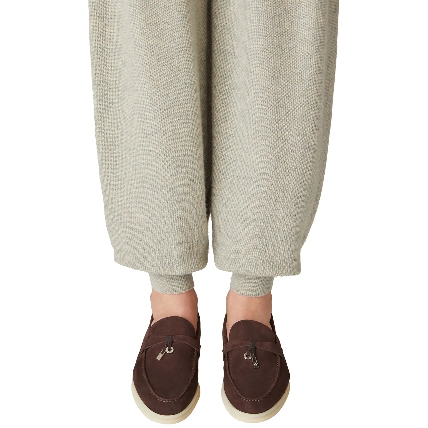 Loro Piana Summer Charms Walk Suede Chocolate Loafers