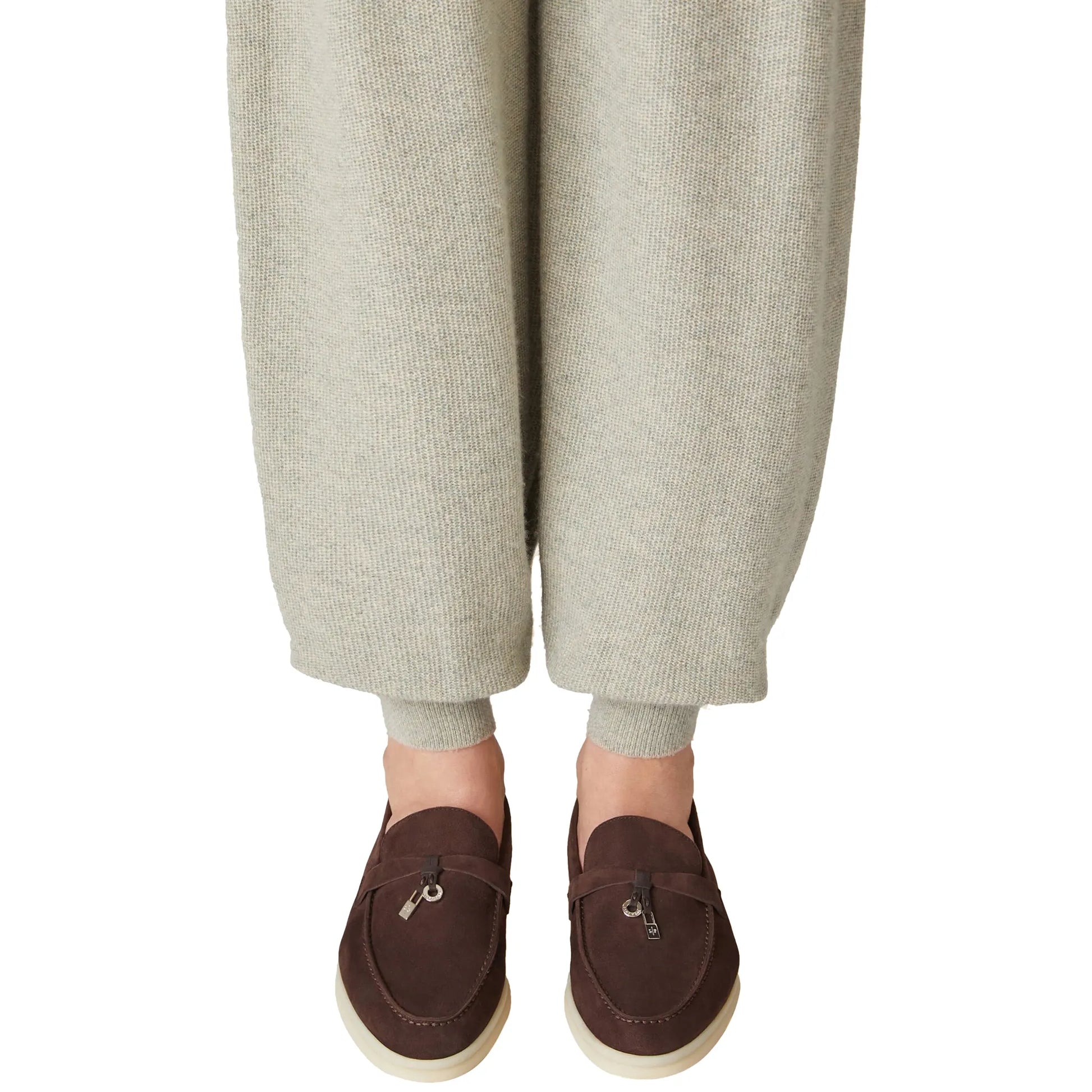 Loro Piana Summer Charms Walk Suede Chocolate Loafers