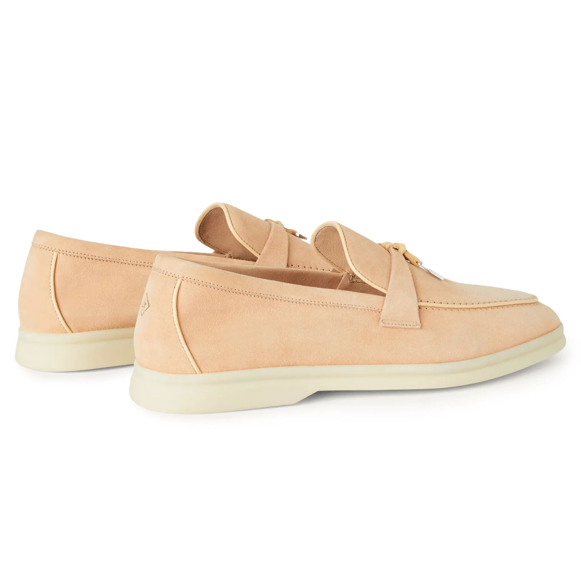 Loro Piana Summer Charms Walk Suede Goatskin Pink Reef Loafers