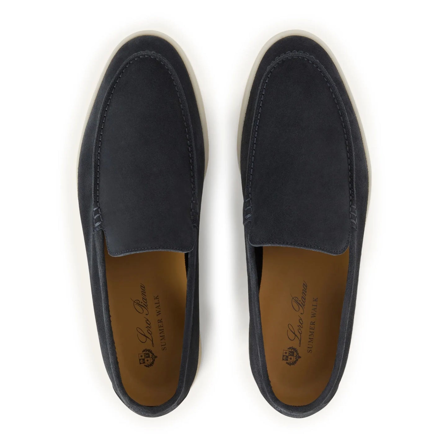Loro Piana Summer Walk Suede Classic Blue Loafers