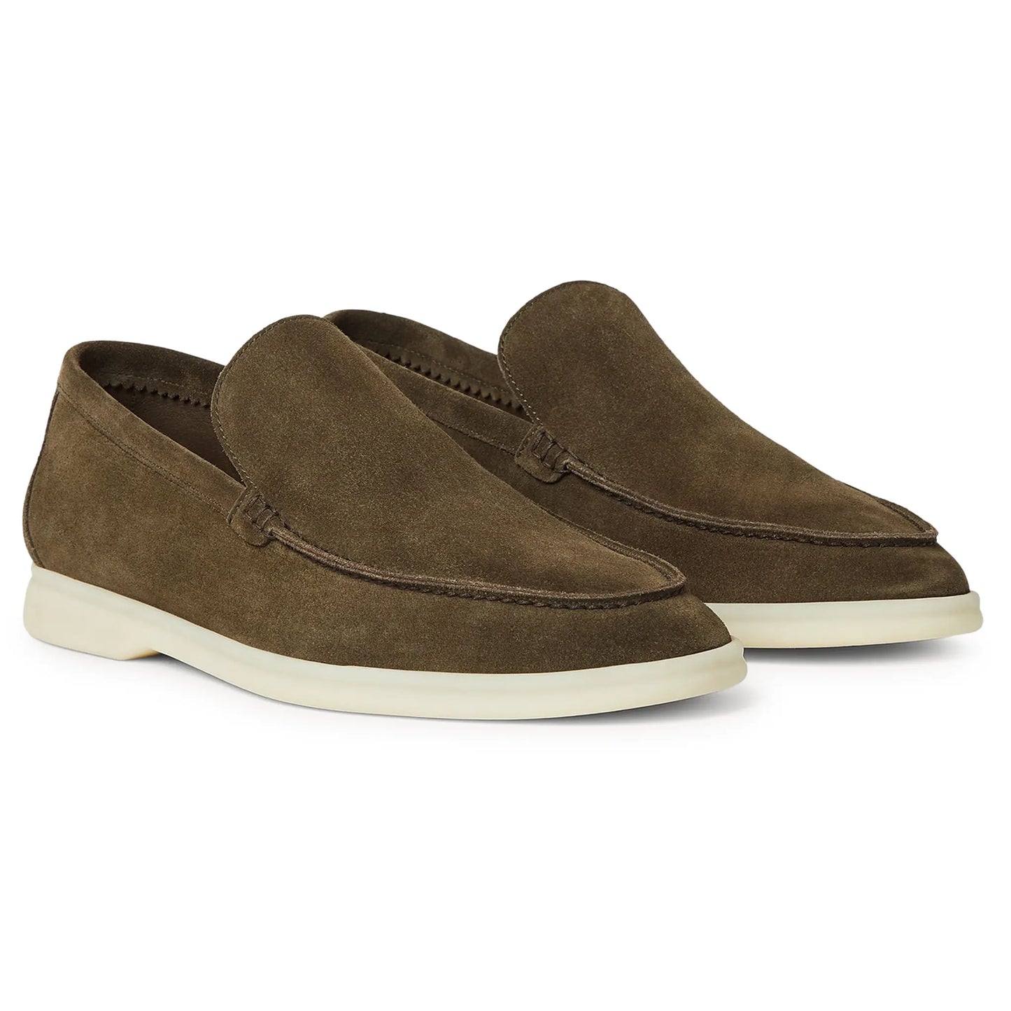 Loro Piana Summer Walk Suede Grey Moss Loafers