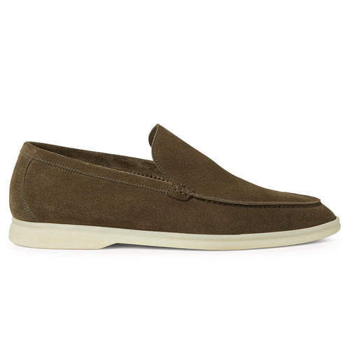 Loro Piana Summer Walk Suede Grey Moss Loafers