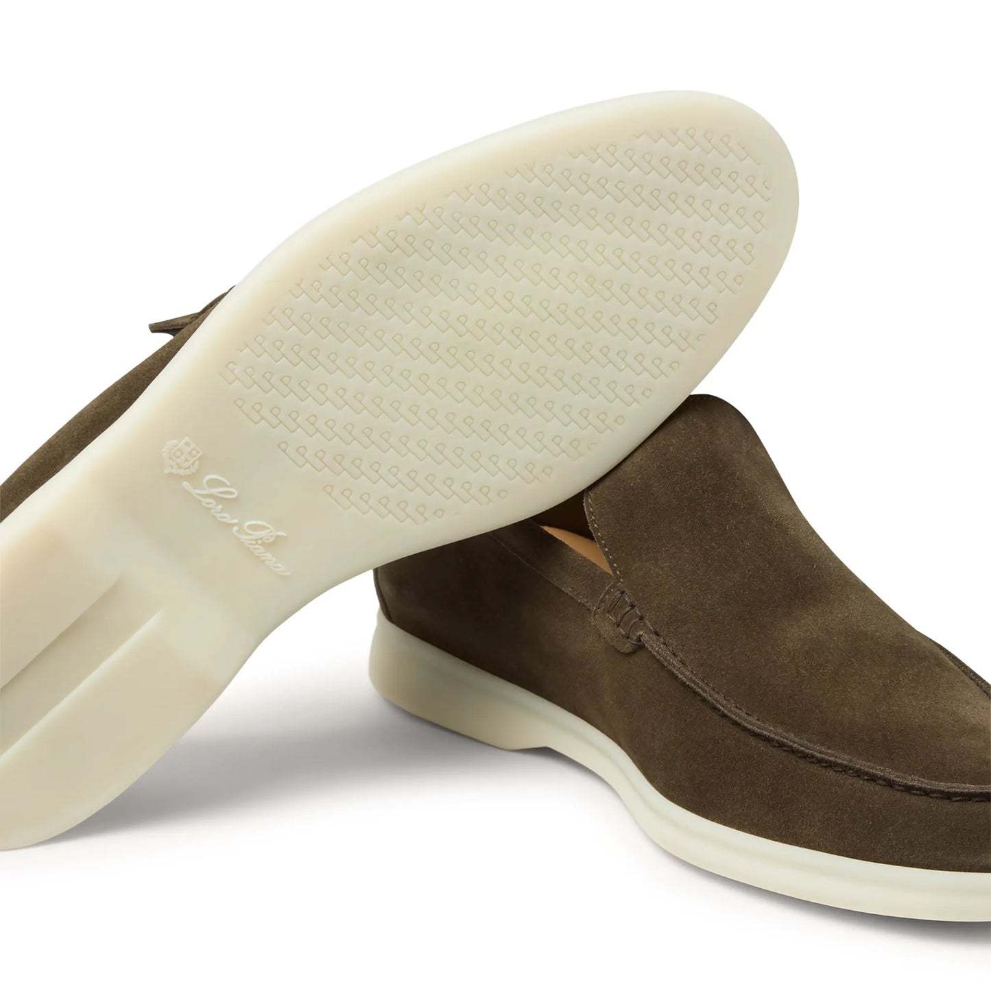 Loro Piana Summer Walk Suede Grey Moss Loafers